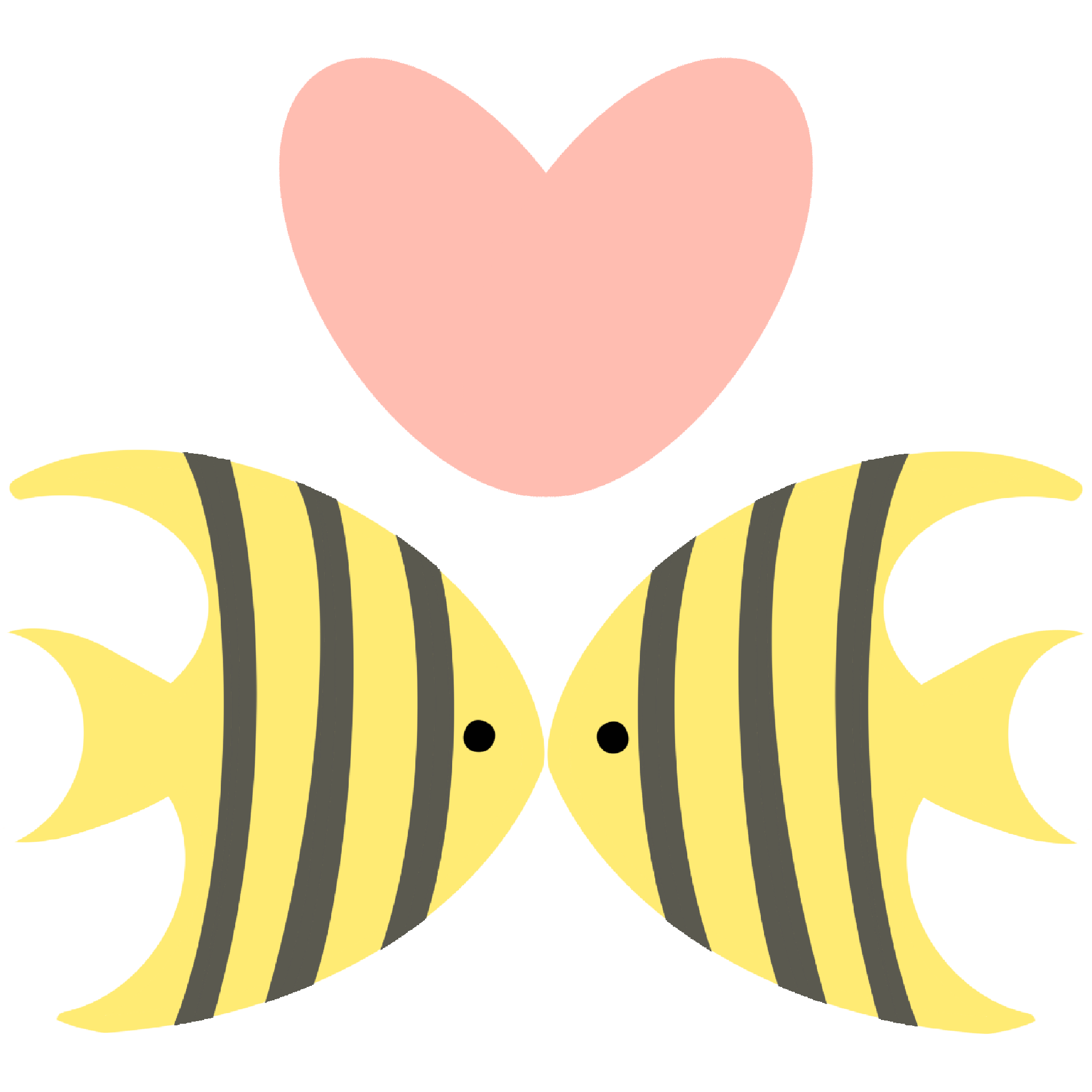 エンゼルフィッシュのキスのイラスト