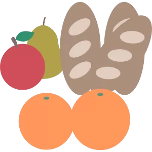 フランスパンとフルーツ