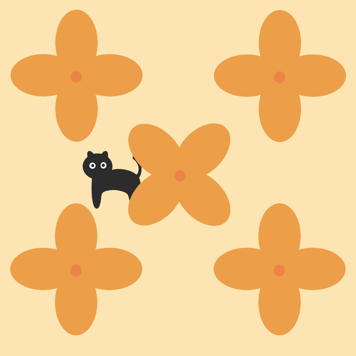 黒猫と金木犀の花