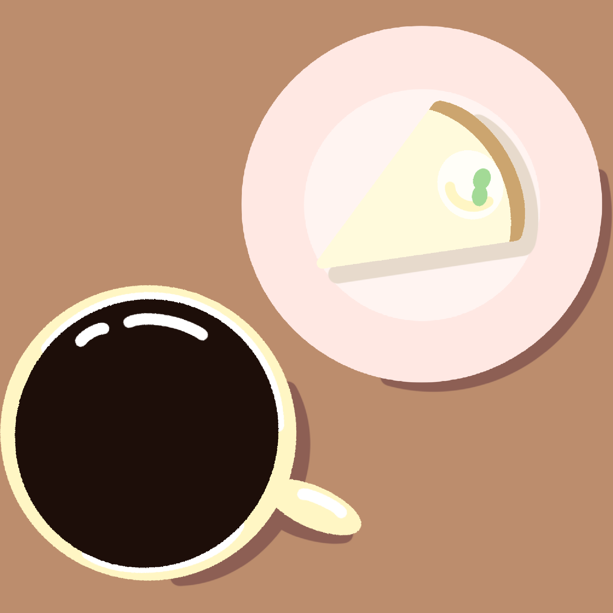 チーズケーキとコーヒーのイラスト