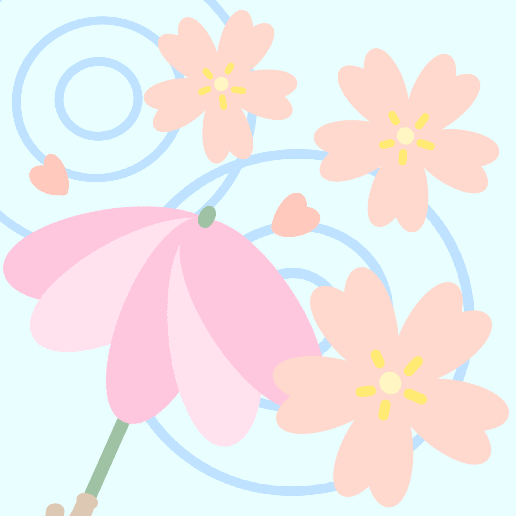 桜の季節の雨模様のイラスト