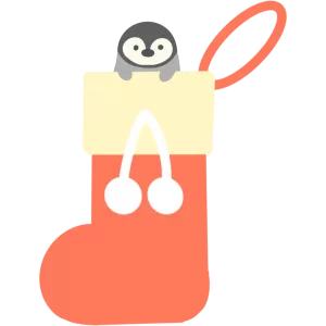 クリスマスソックスと皇帝ペンギンの赤ちゃん
