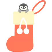 クリスマスソックスと皇帝ペンギンの赤ちゃん