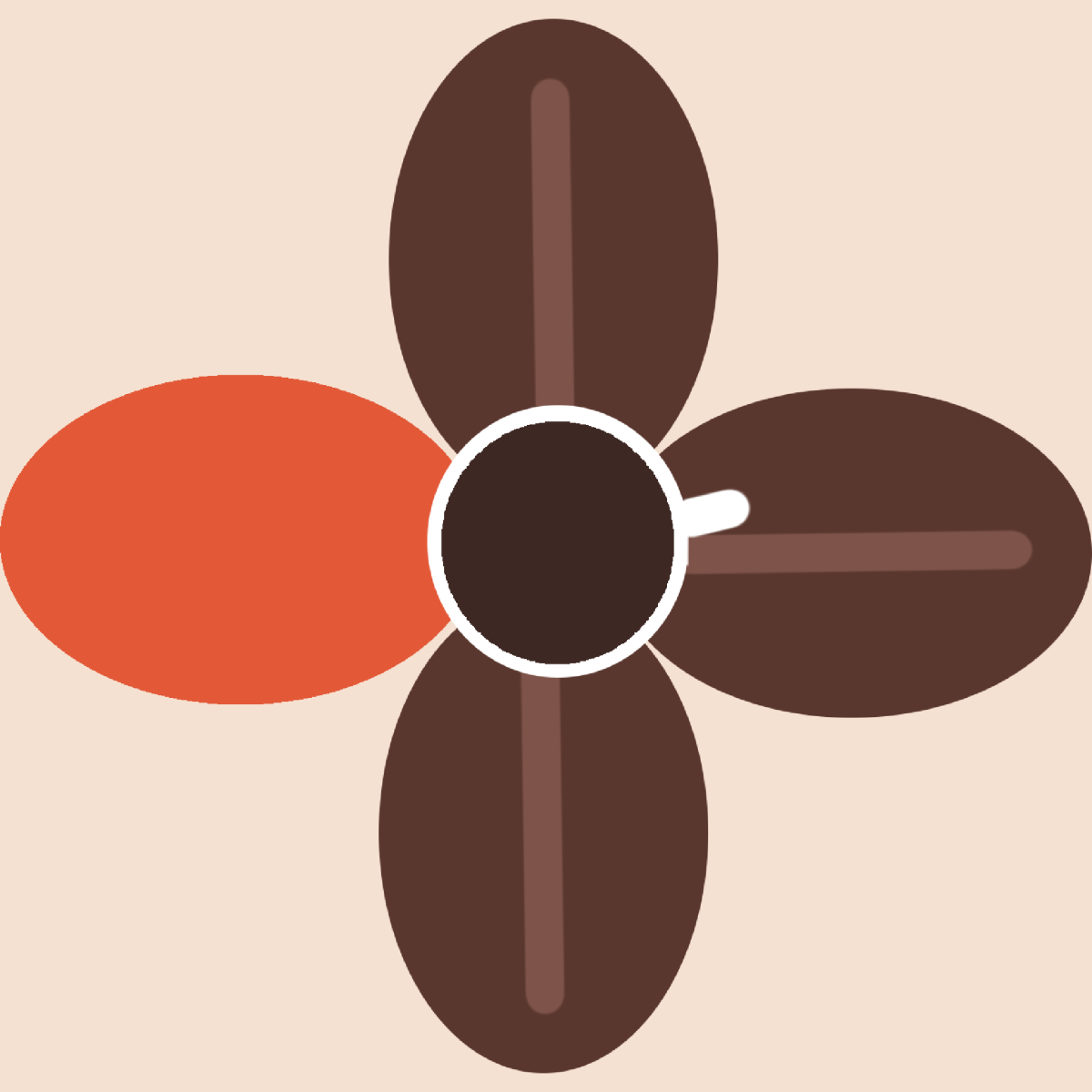 コーヒー豆とコーヒーの四葉のクローバー