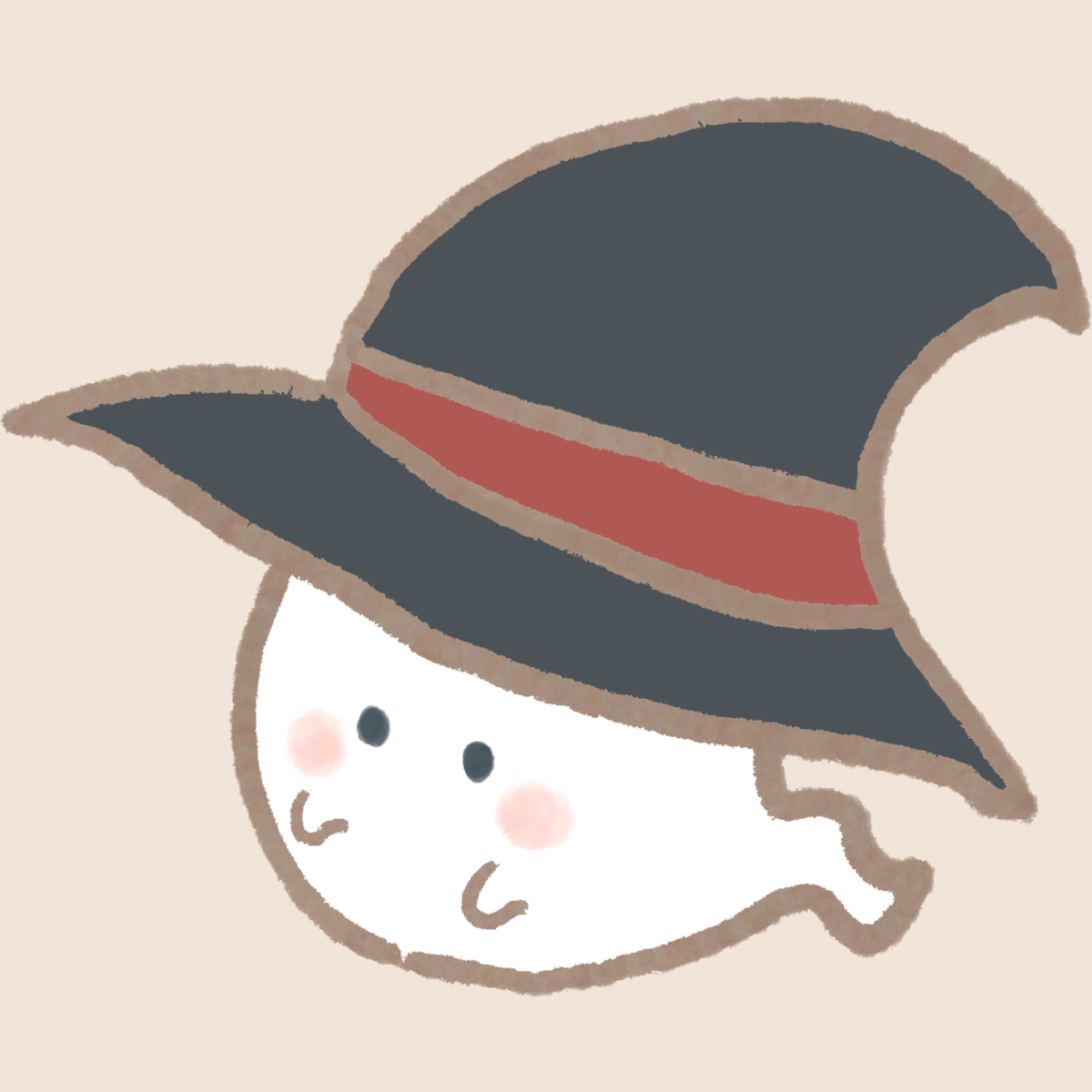 魔女の帽子を被ったかわいいお化けおばけのイラスト