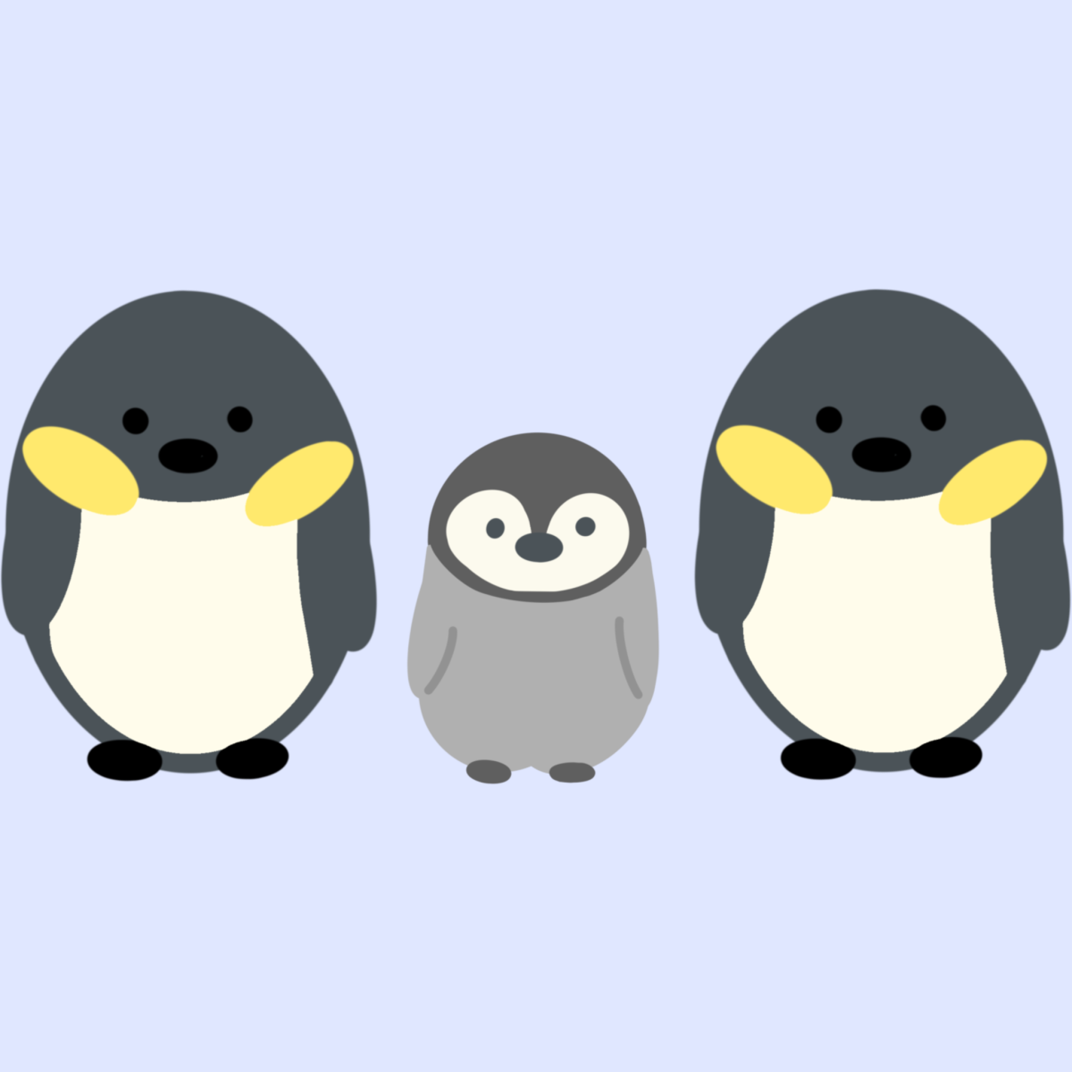 皇帝ペンギンの親子のイラスト