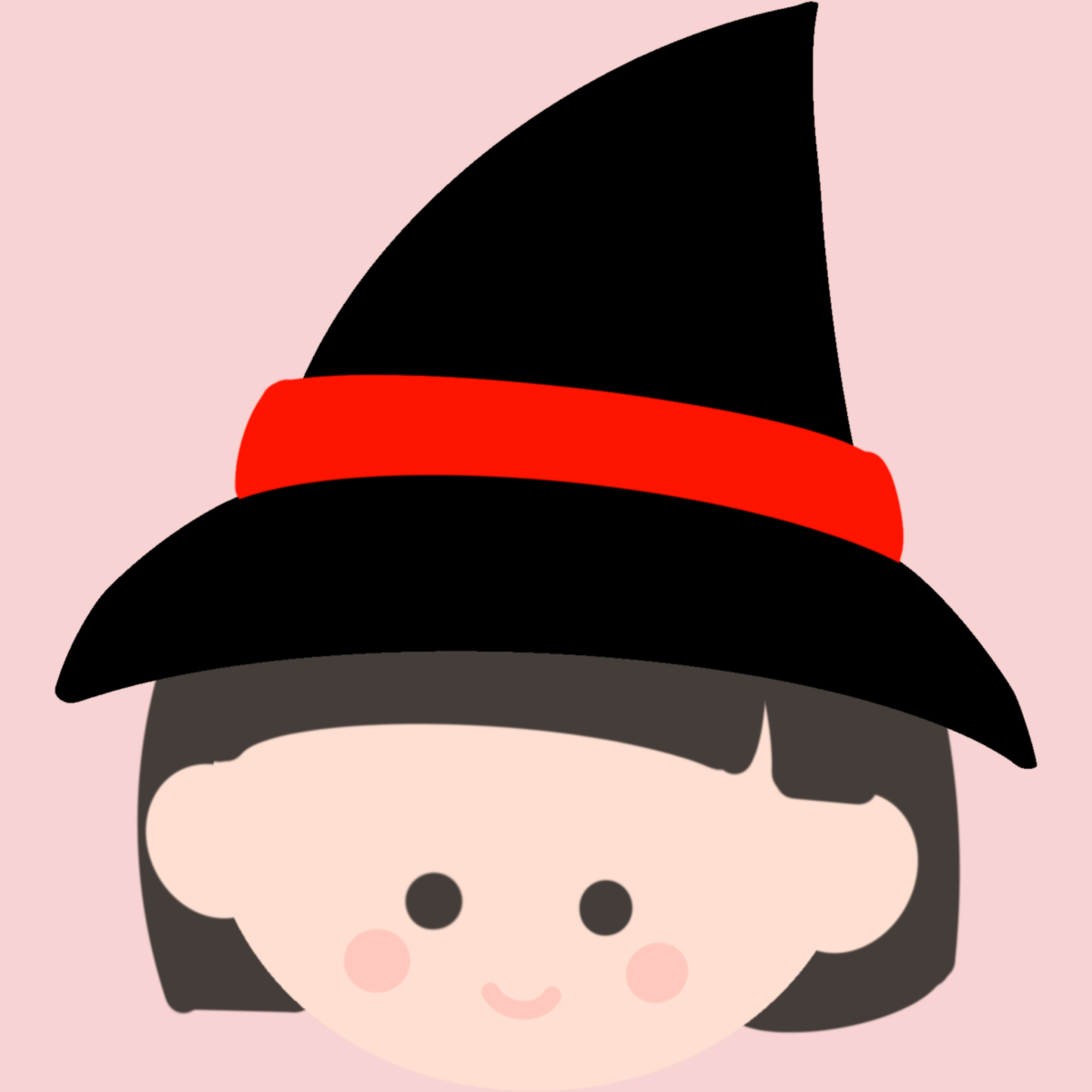 魔女の帽子を被った女の子の顔のイラスト