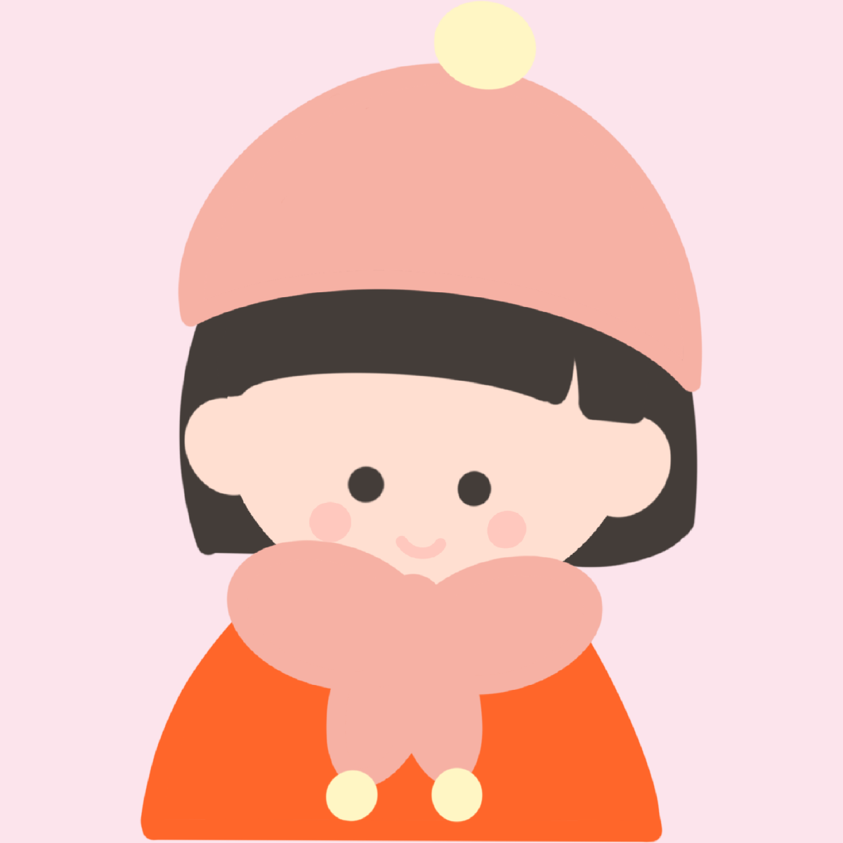 毛糸の帽子とマフラーをした女の子