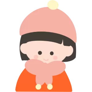 毛糸の帽子とマフラーをした女の子