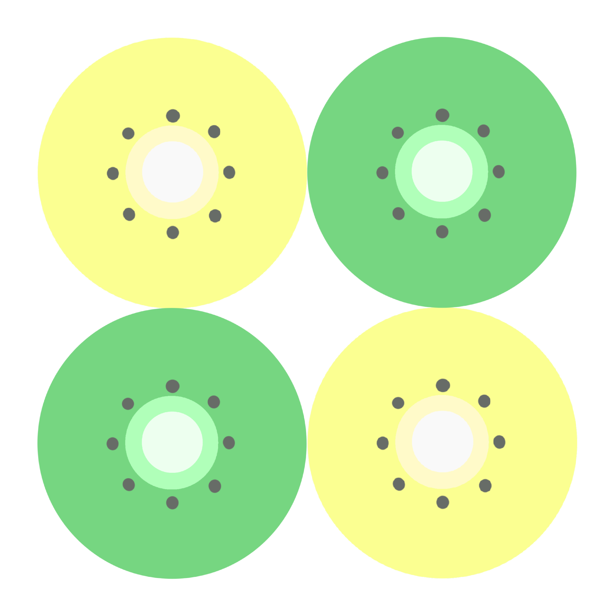 グリーンとゴールドキウイの断面のイラスト