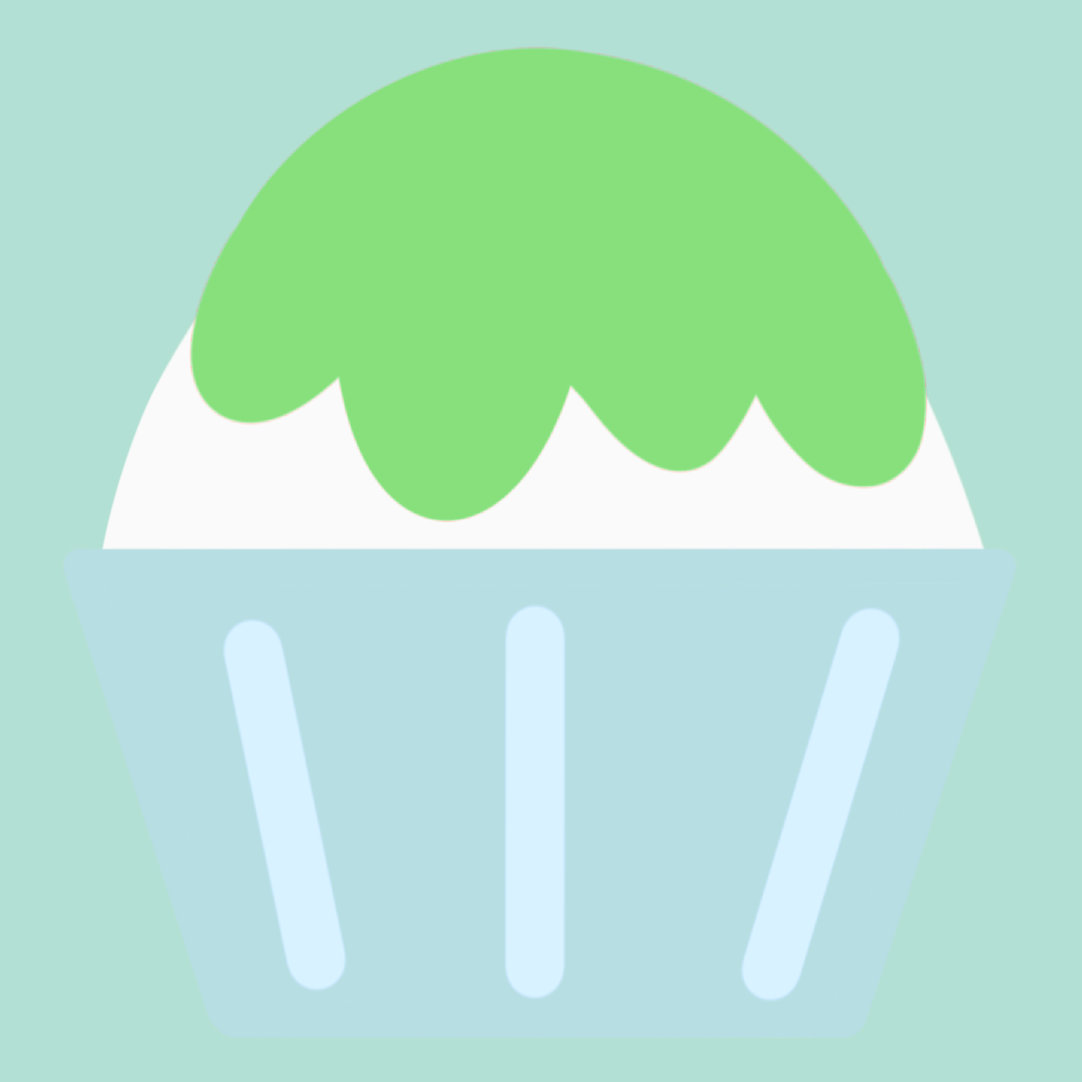 シンプルなメロン味のかき氷のイラスト