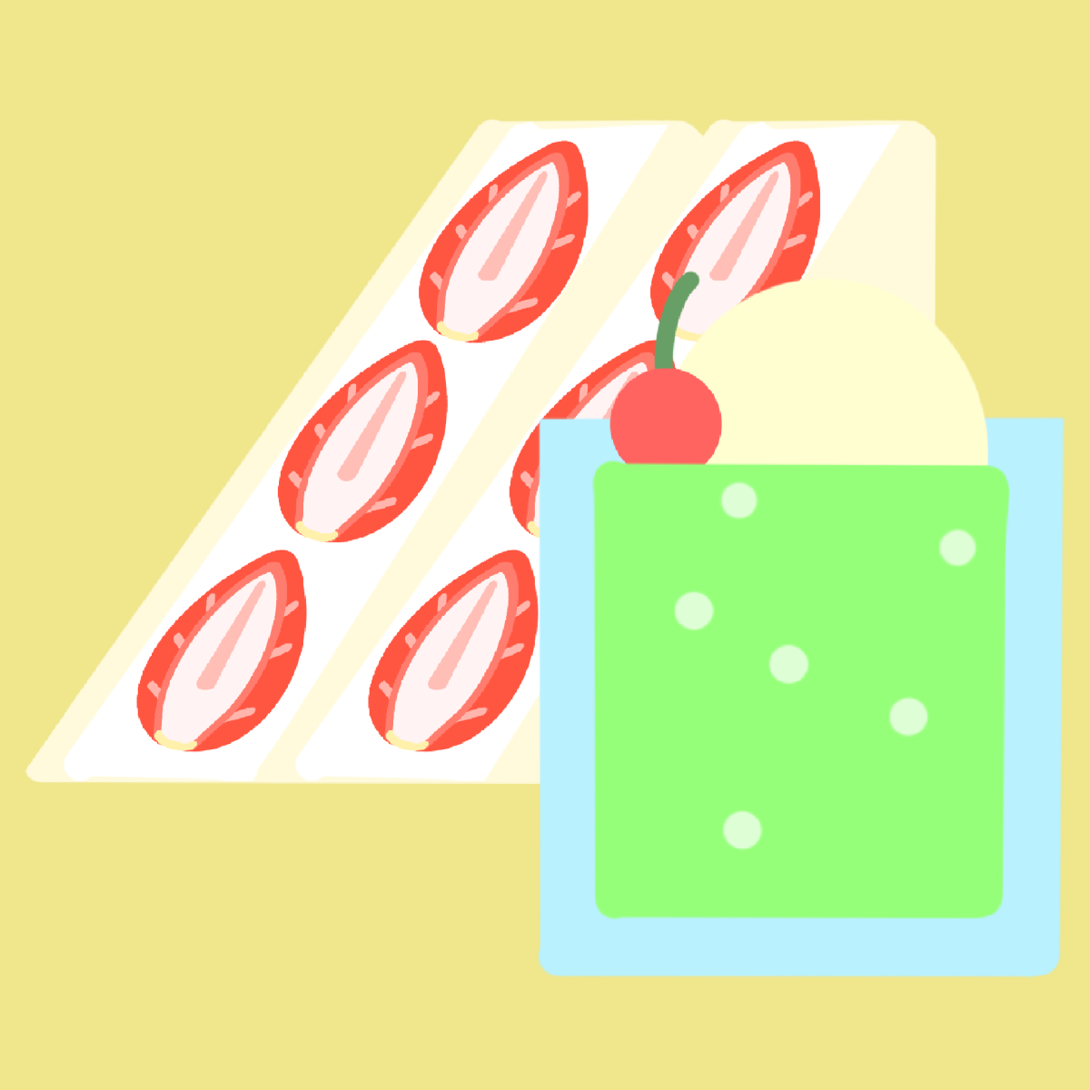 Meloensoda en aardbeiensandwich