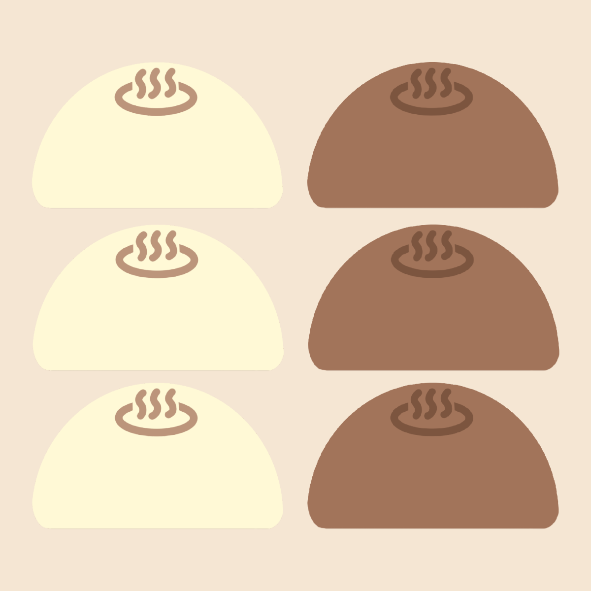 6つ並んだ温泉まんじゅう