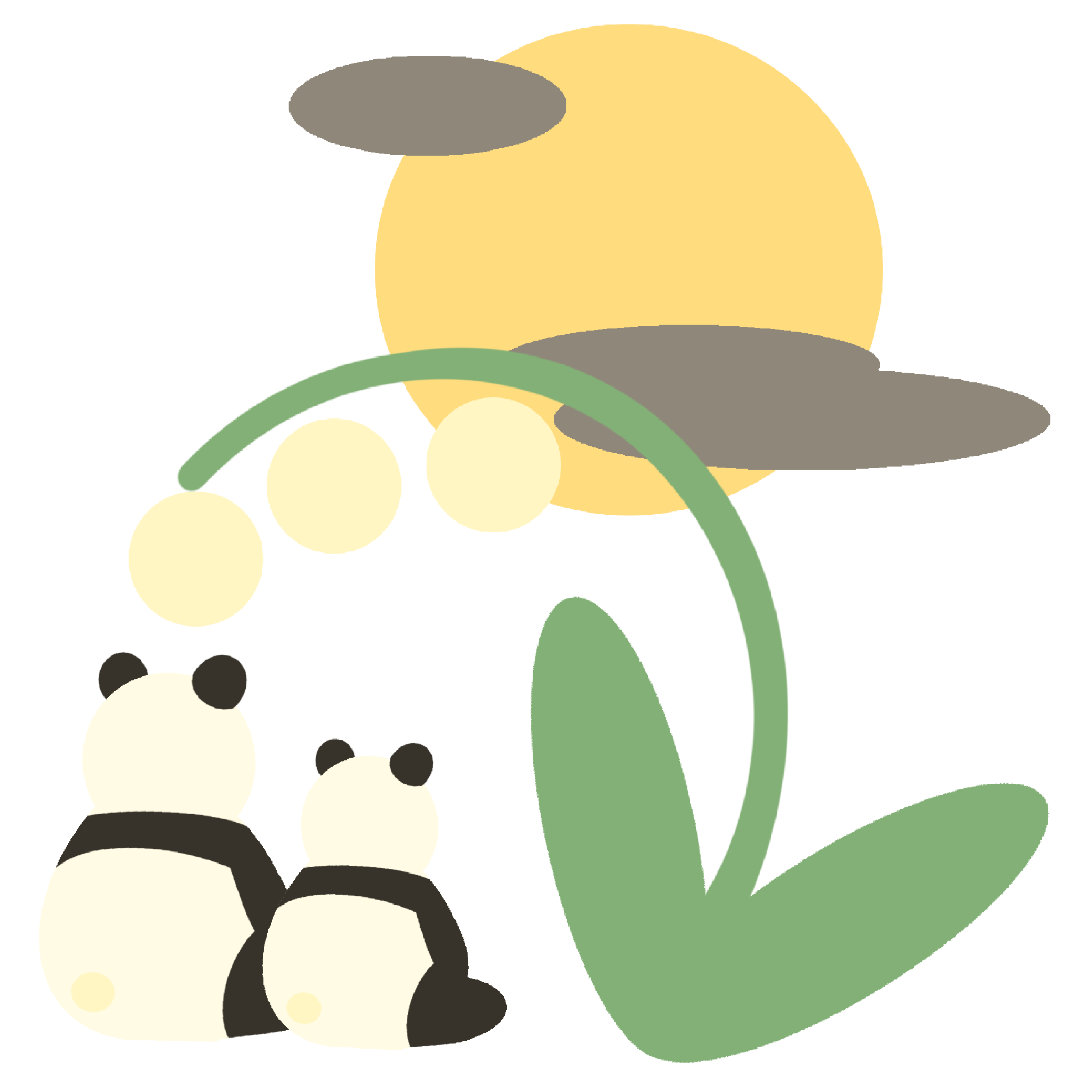 パンダのお月見のイラスト