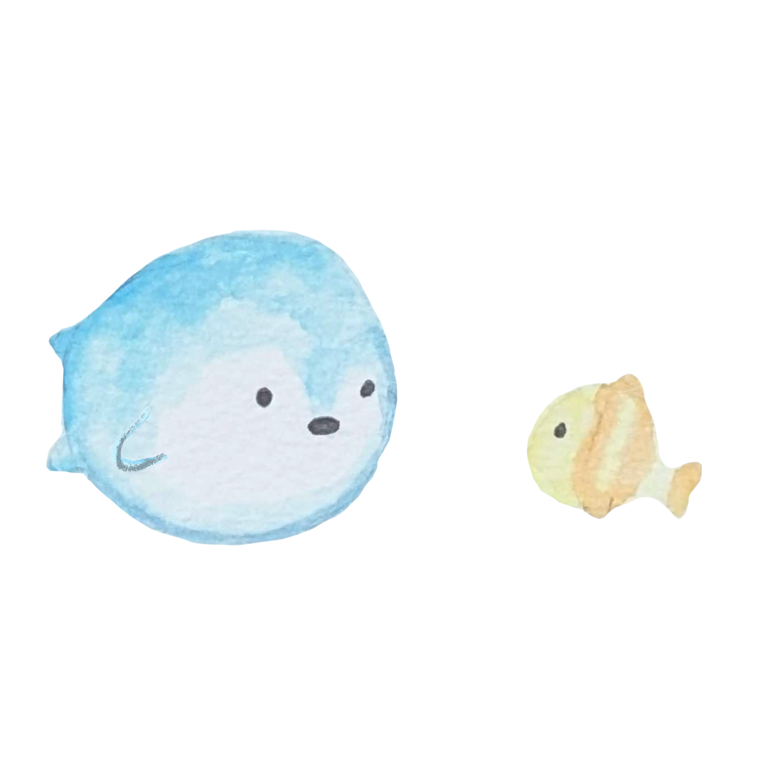 ペンギンと魚のイラスト