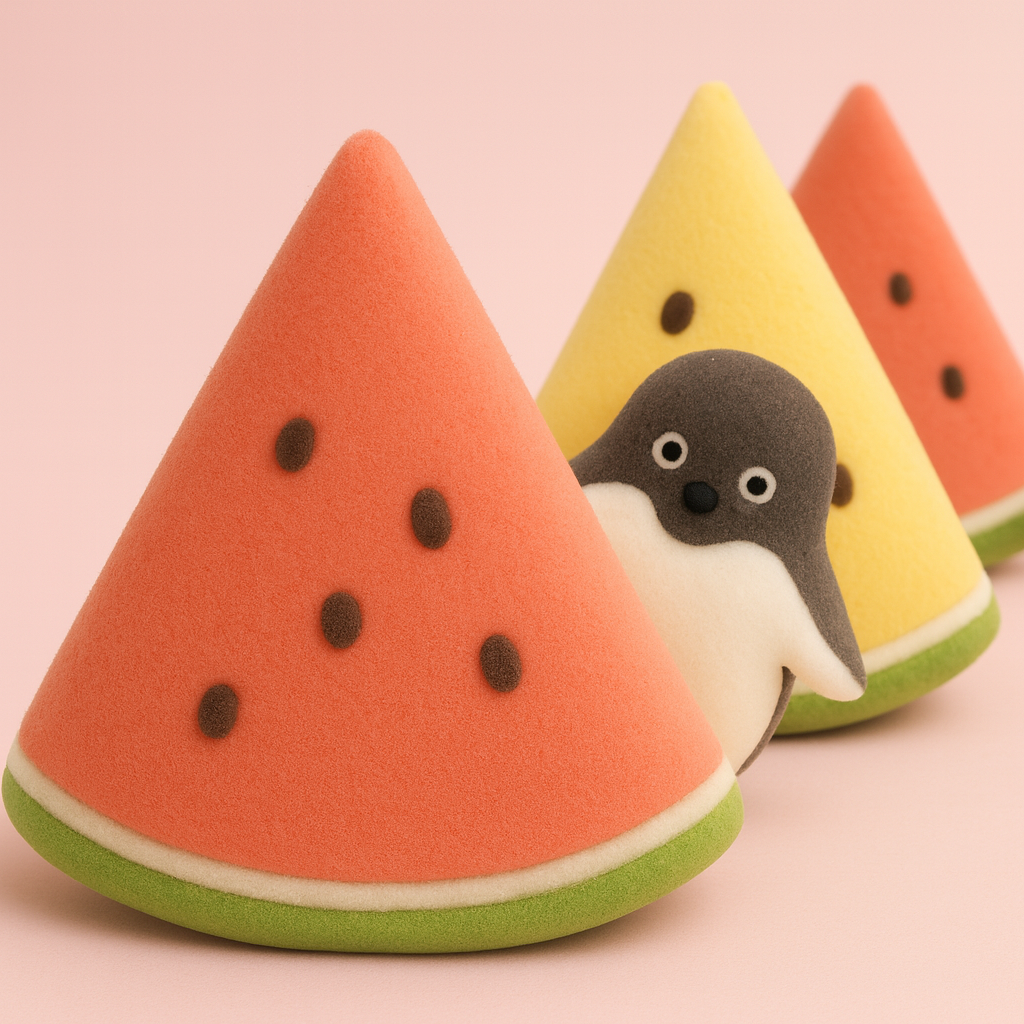 ペンギンとスイカの整列を使用したAI生成製品