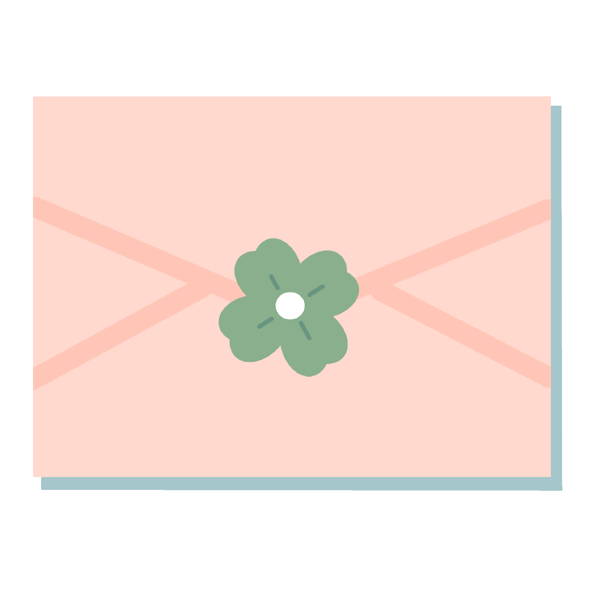 クローバーのシールで封をしているピンクの封筒のイラスト
