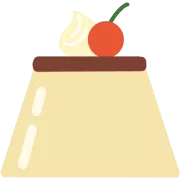 さくらんぼと生クリームをのせたプリン