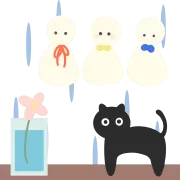 雨とてるてる坊主と猫