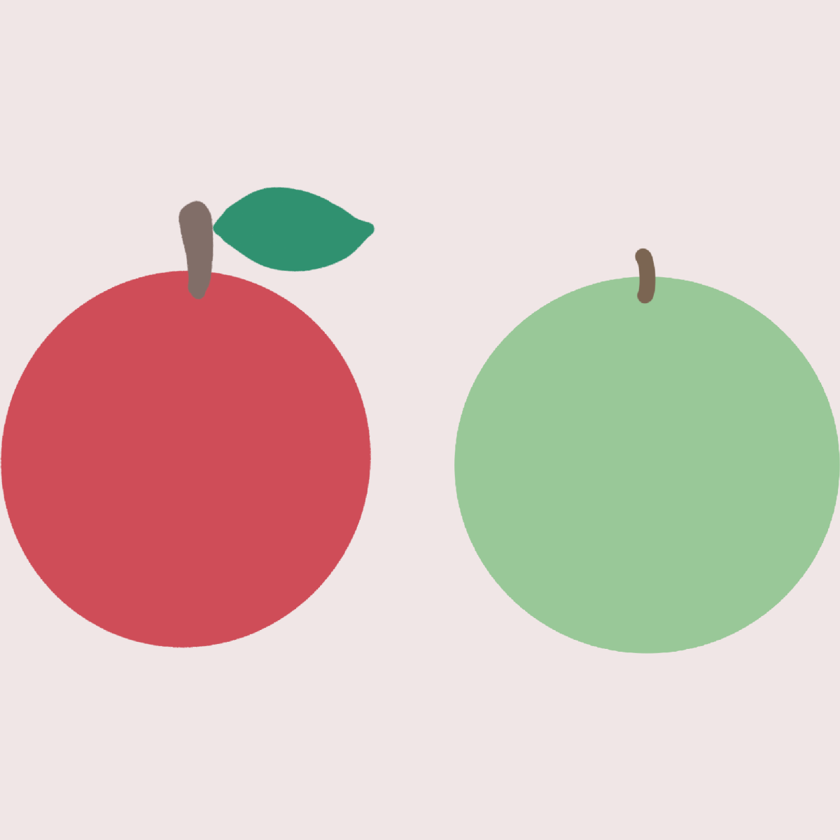 赤色のりんごと青色のりんご