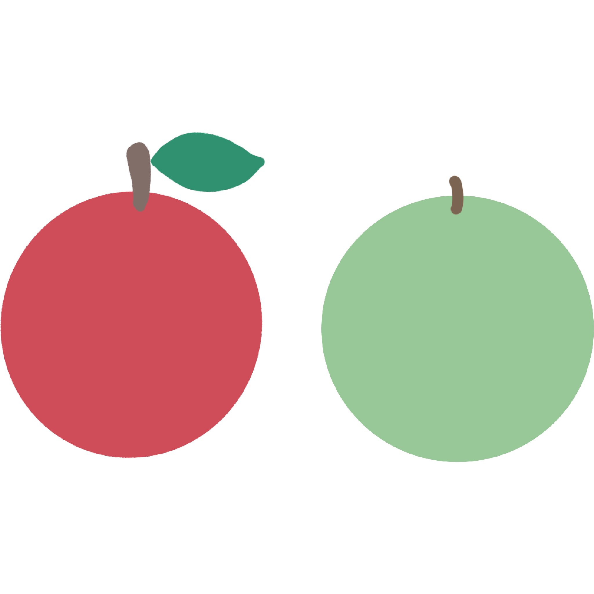 赤色のりんごと青色のりんごのイラスト