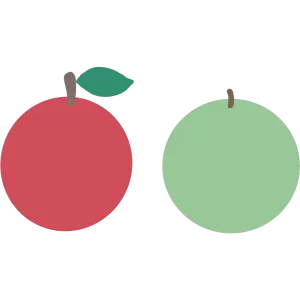 赤色のりんごと青色のりんご