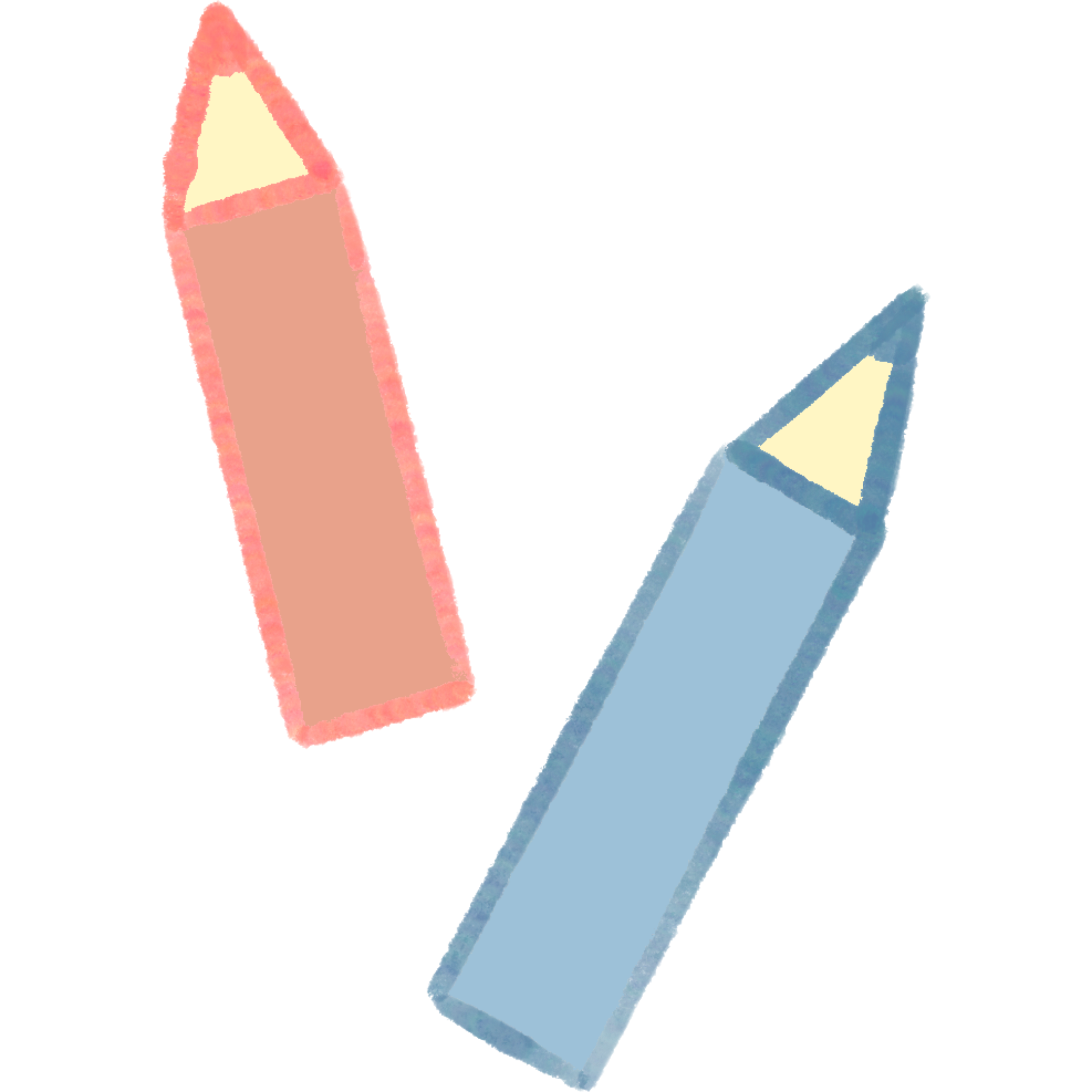 赤鉛筆と青鉛筆のイラスト
