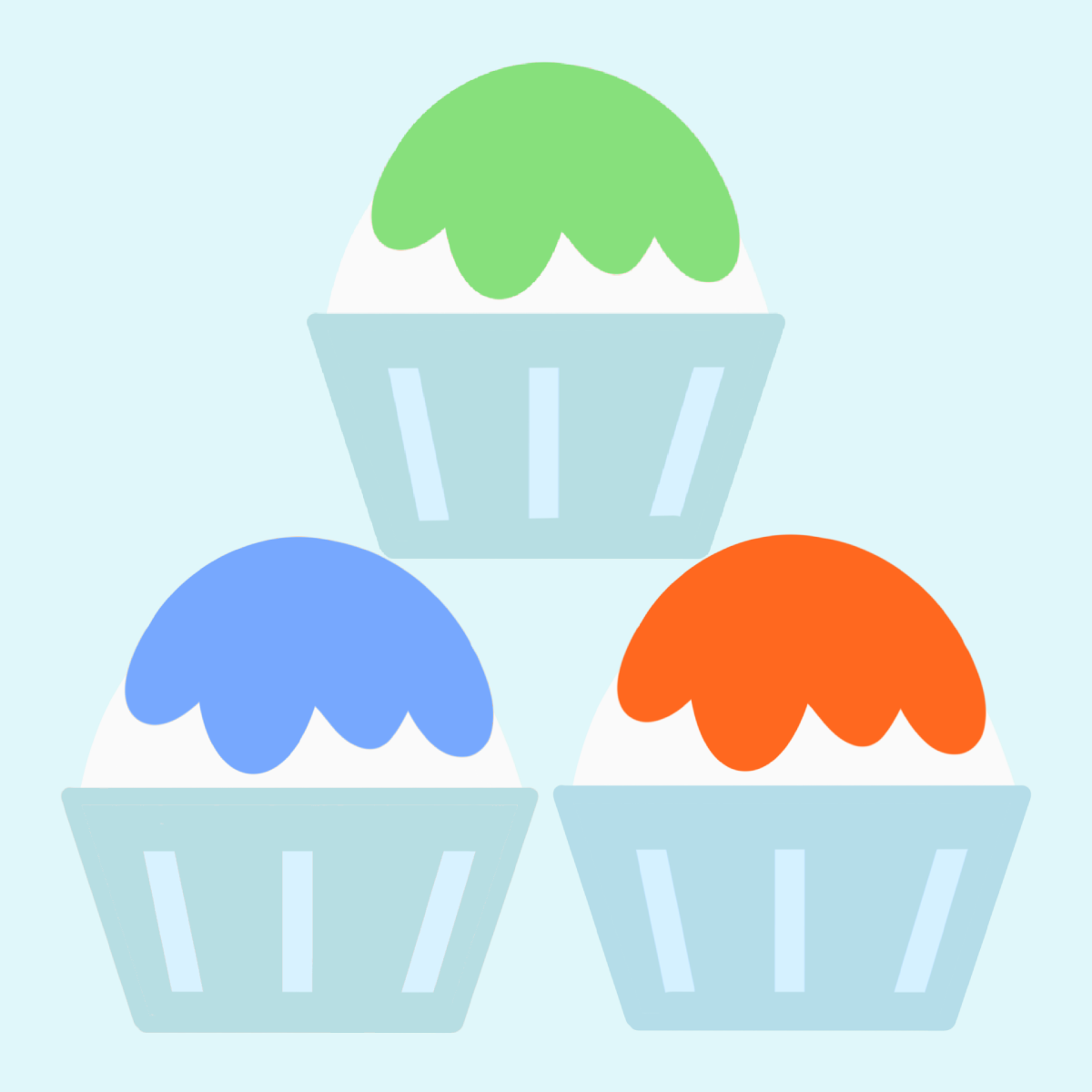 三種類のかき氷のイラスト