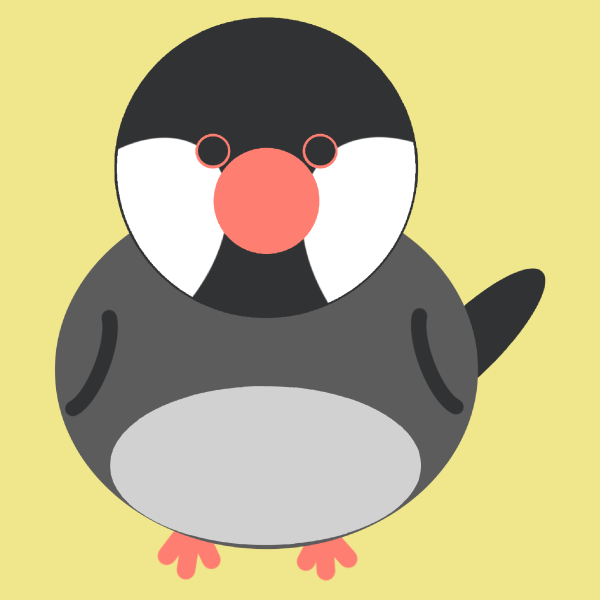 黒色の文鳥のイラスト