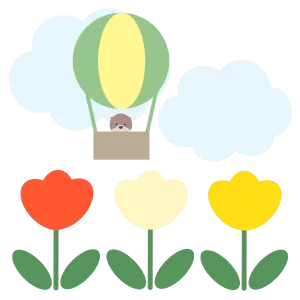 気球とチューリップ