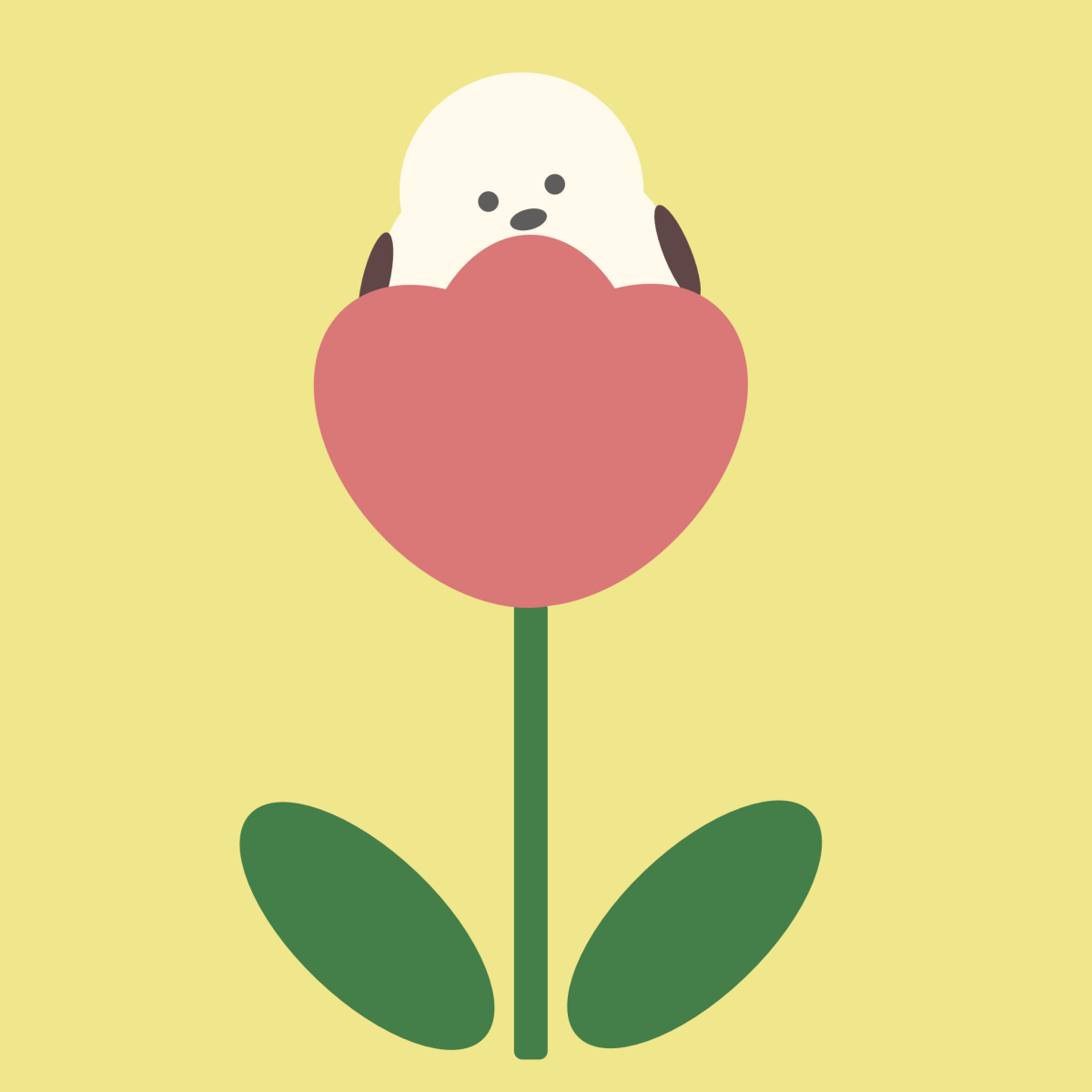 シマエナガとチューリップ