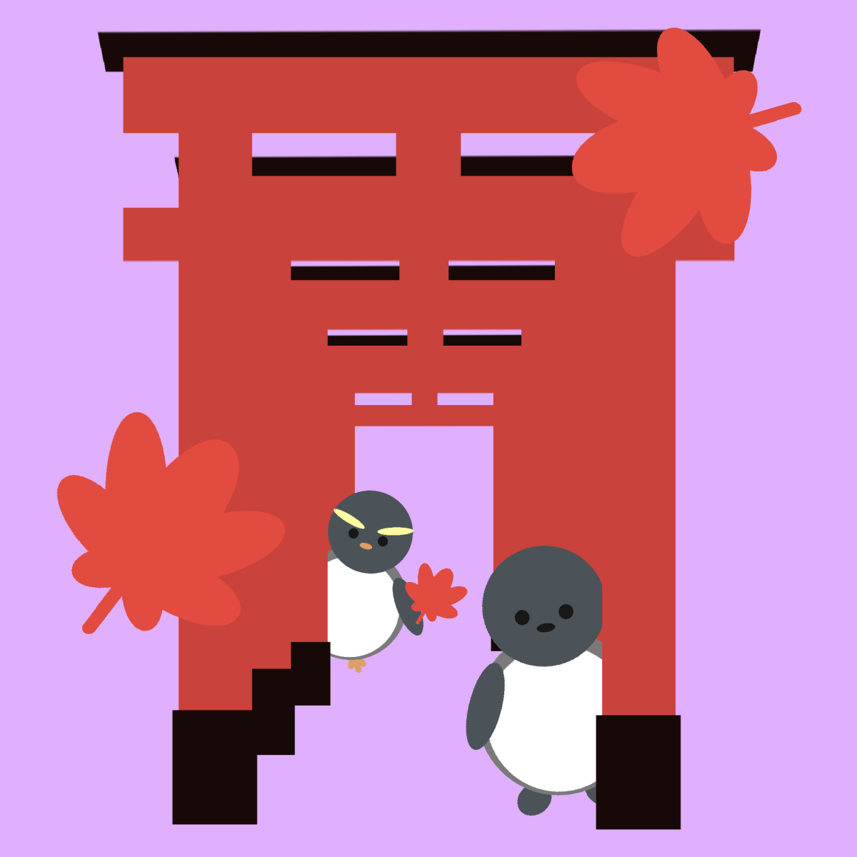 ペンギンと鳥居