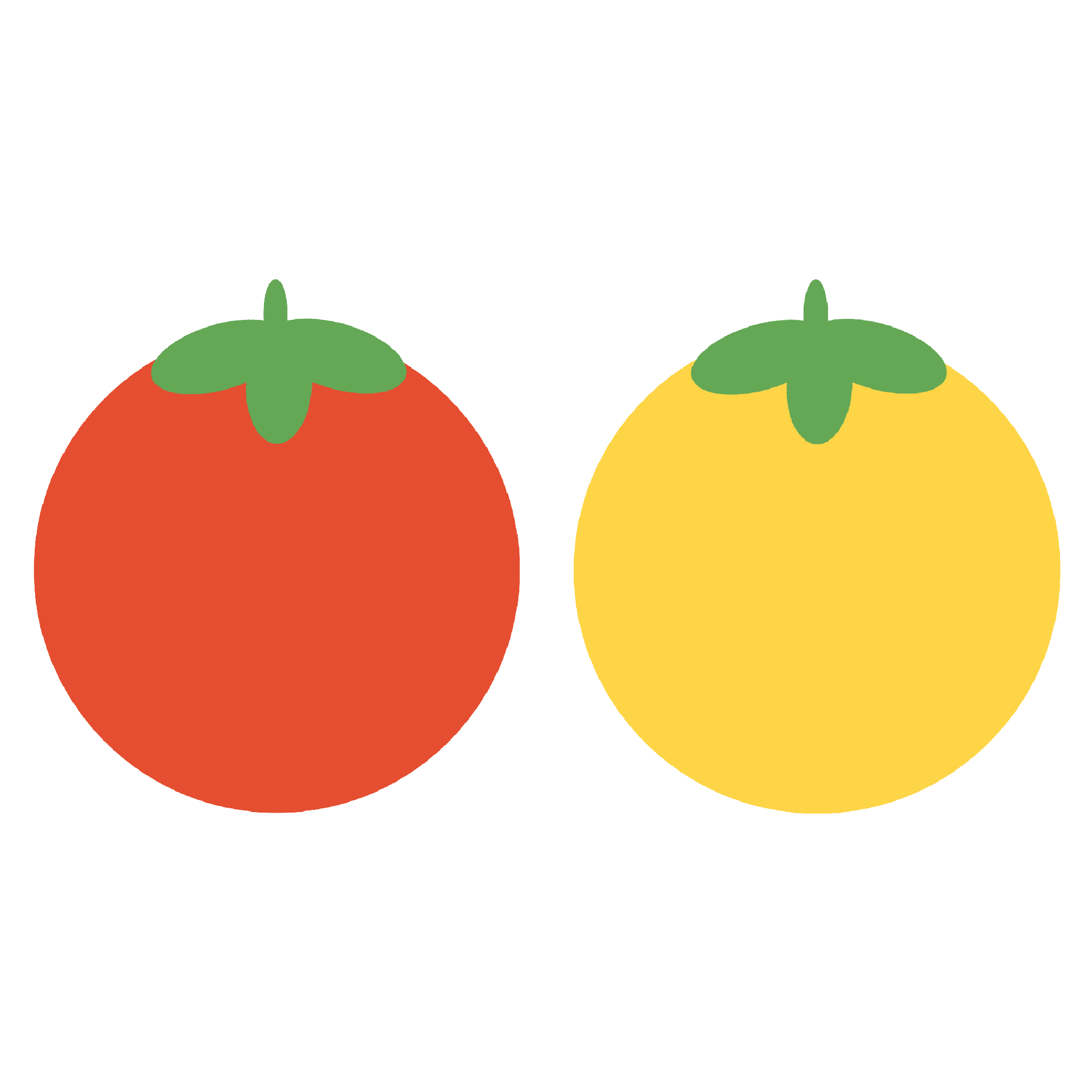赤色と黄色のトマトのイラスト