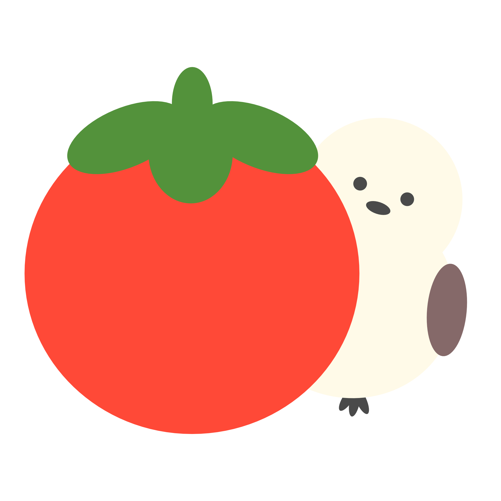 シマエナガとトマトのイラスト