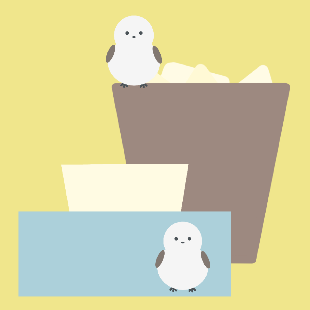 ティッシュ箱とゴミ箱のイラスト