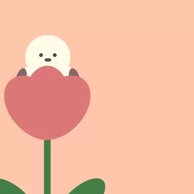 チューリップとシマエナガ