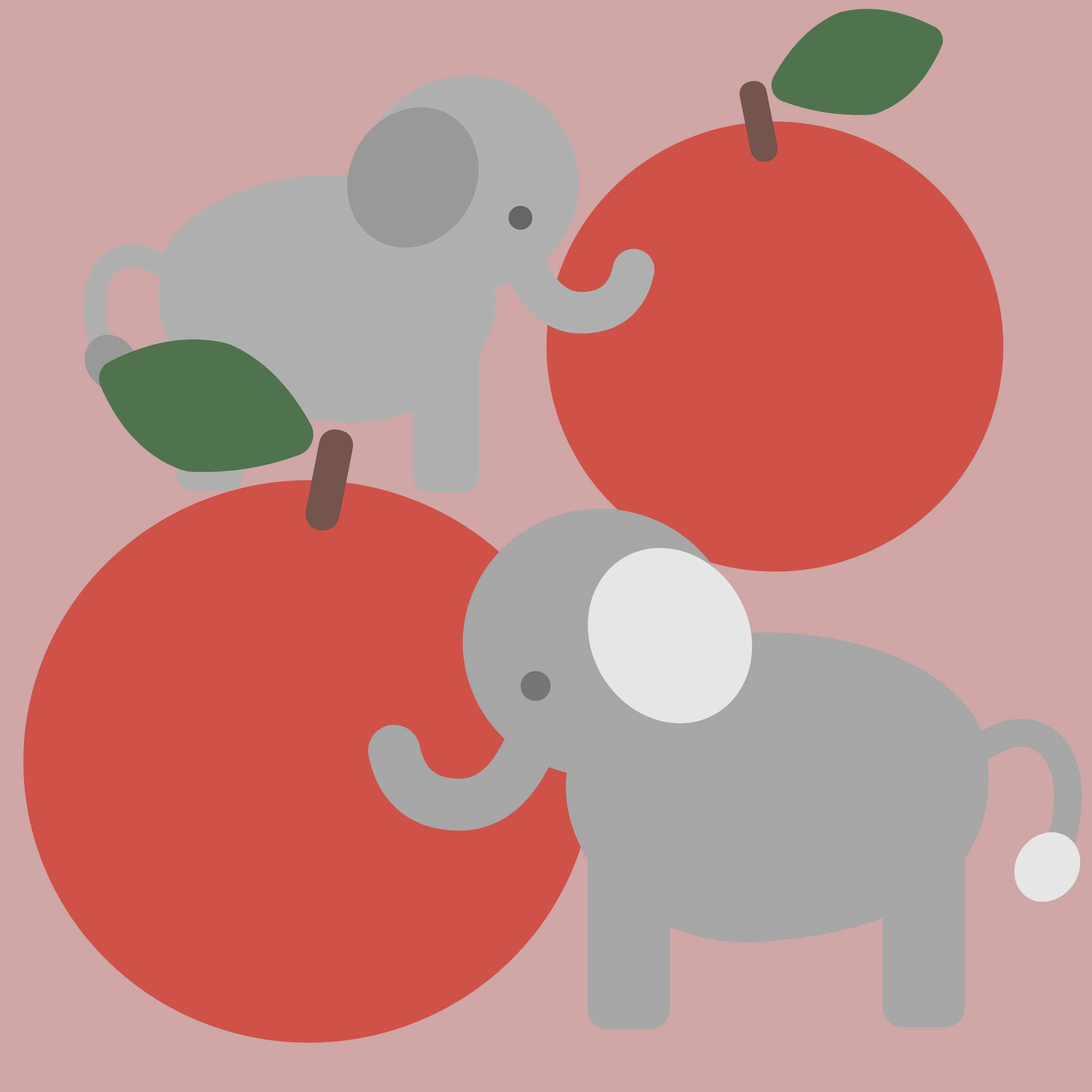 ２匹のぞうとりんご