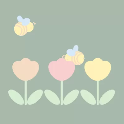 チューリップとミツバチ