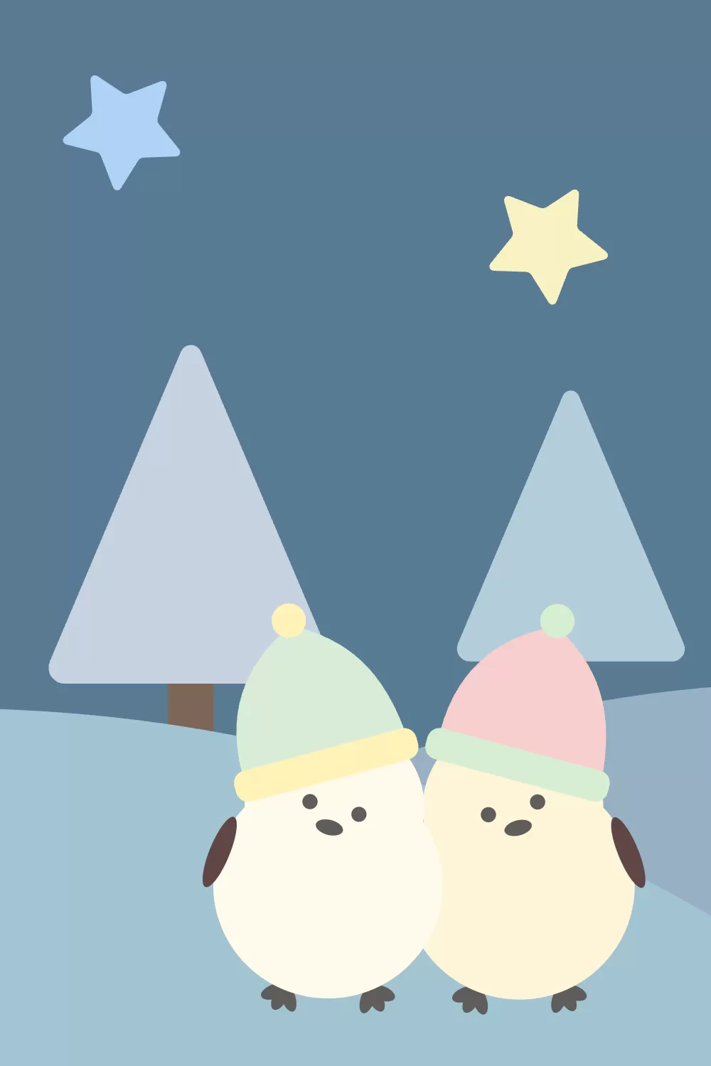 冬の仲良しペンギン