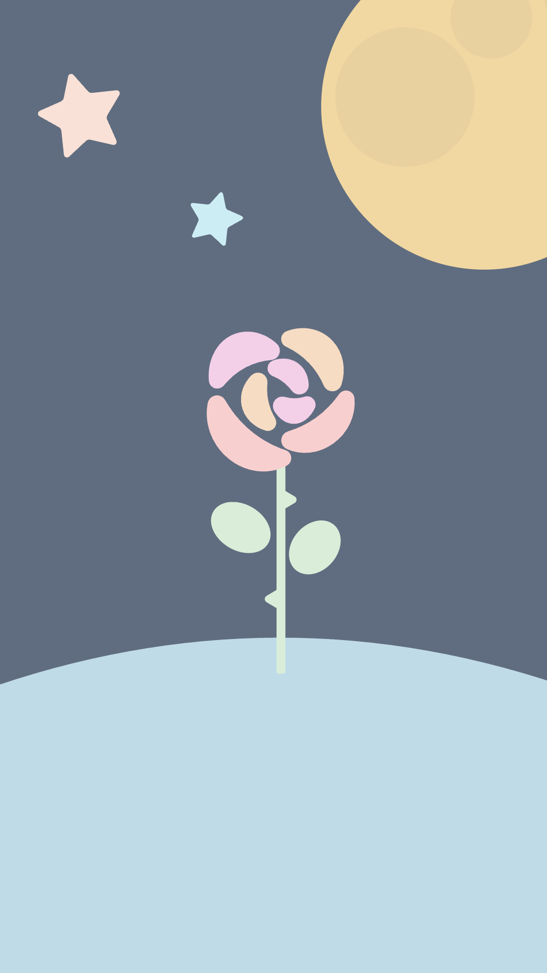 月夜のバラと星空