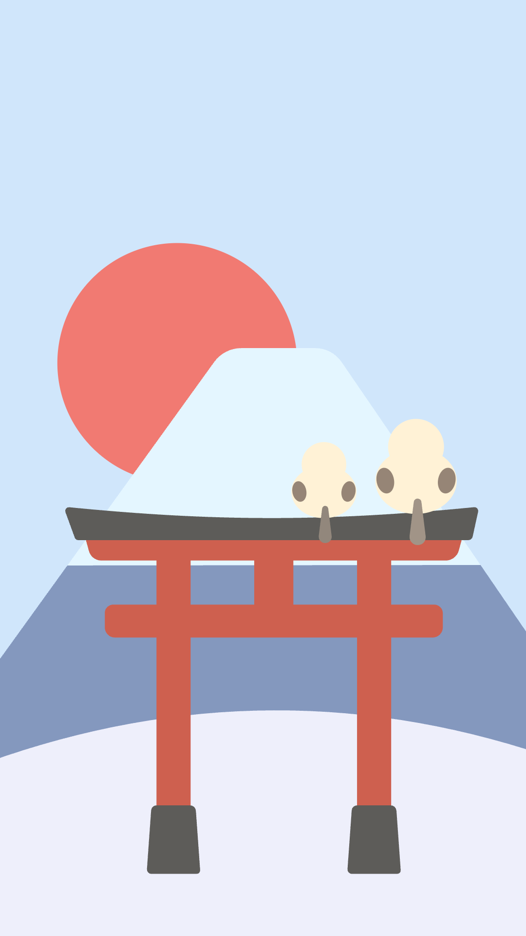 富士とシマエナガの風景