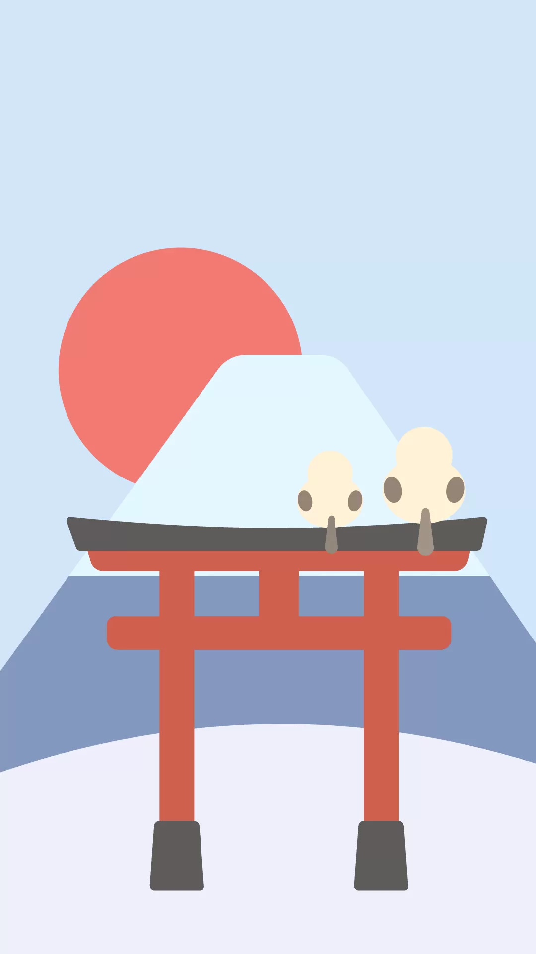 富士とシマエナガの風景