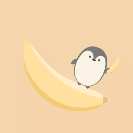 バナナで遊ぶペンギン