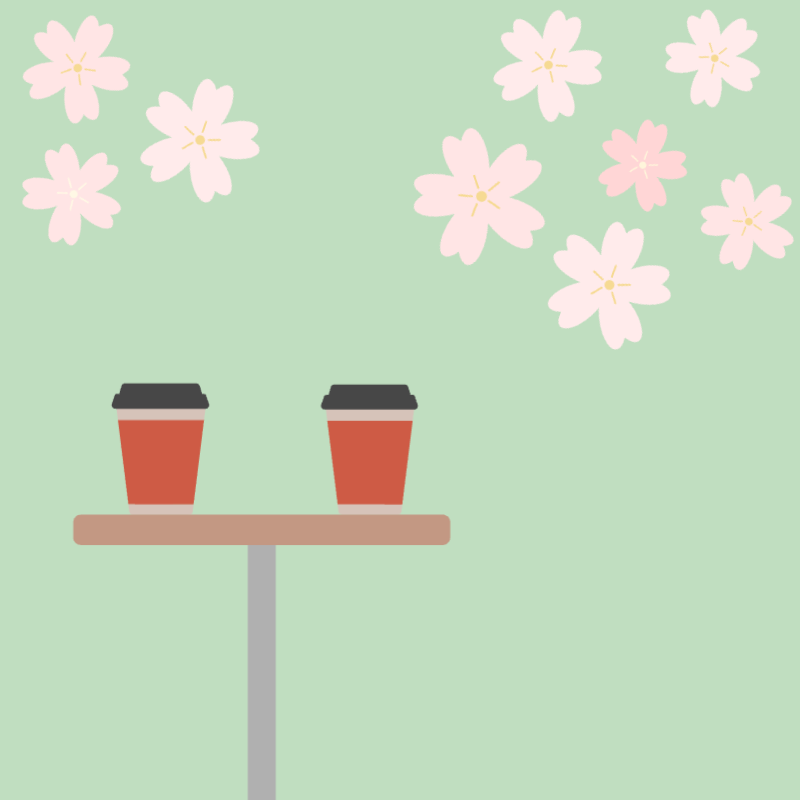 桜舞うカフェタイム