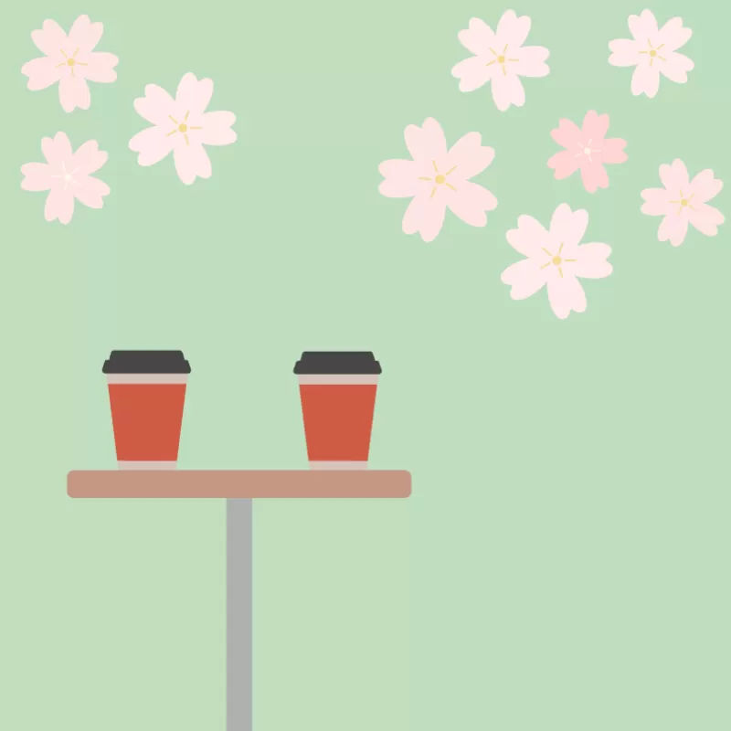 桜舞うカフェタイム