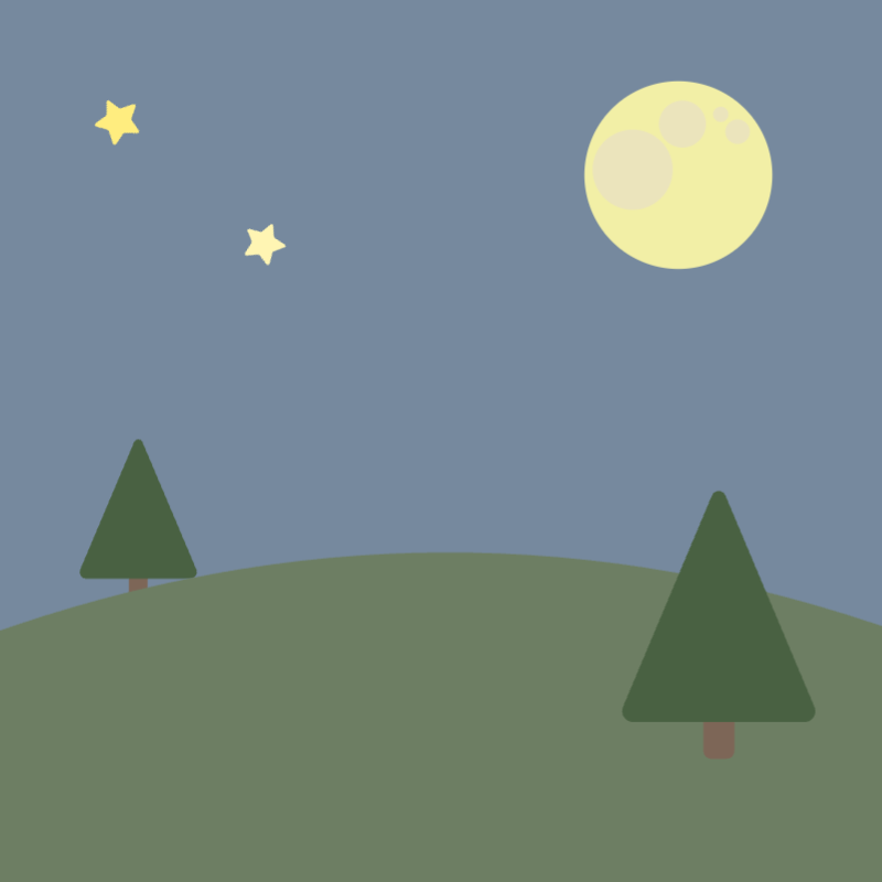 満月の丘の星空