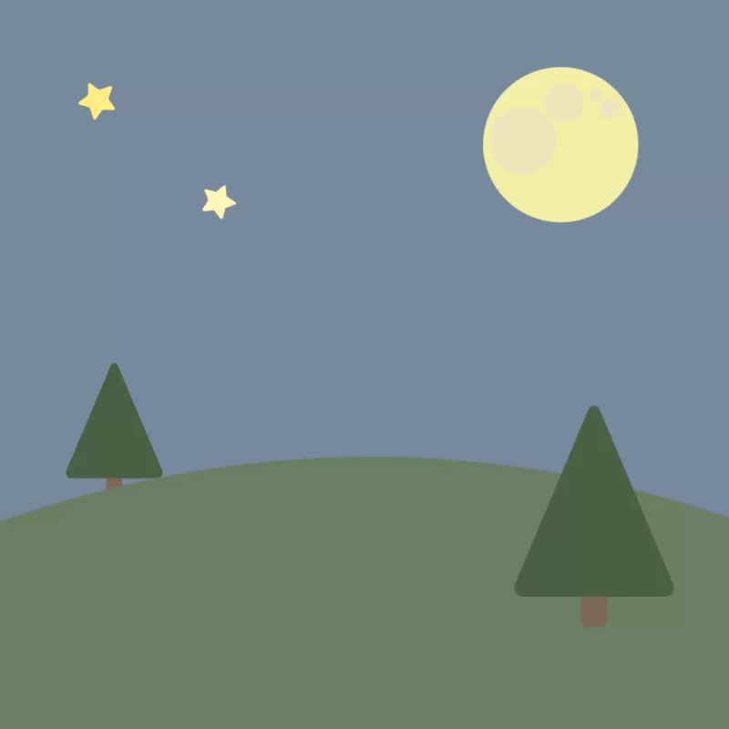 満月の丘の星空