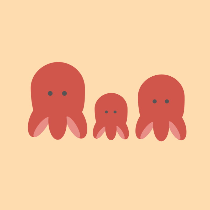 可愛いタコのファミリー