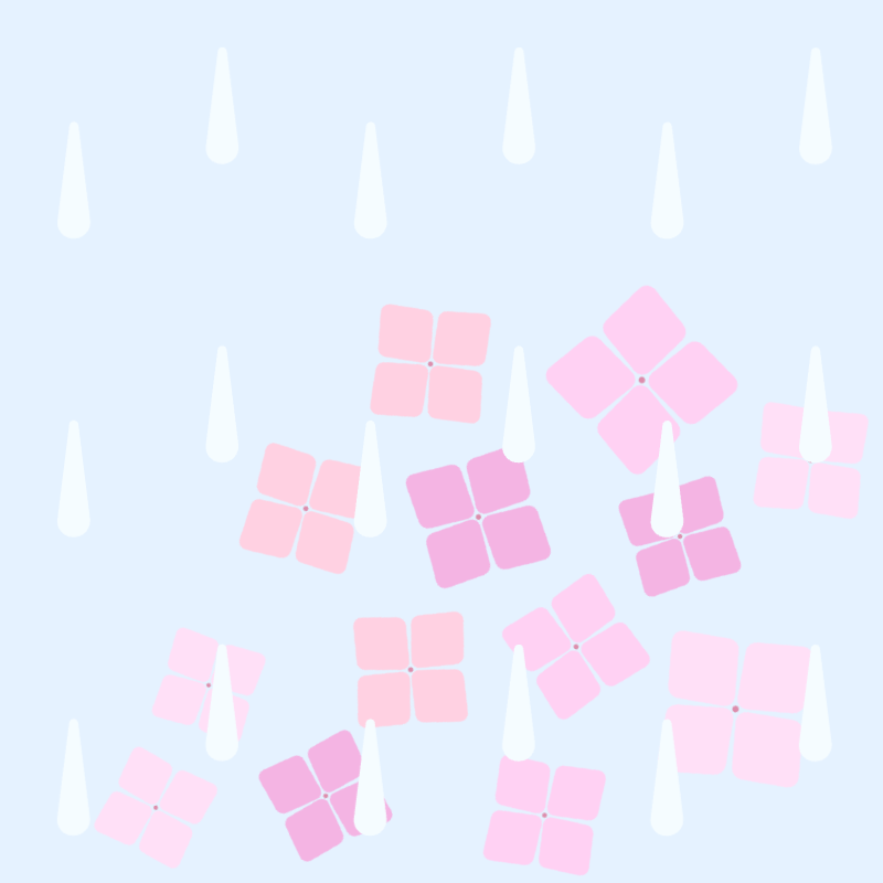 雨に濡れるあじさい