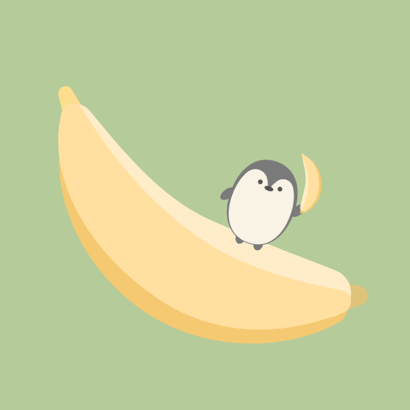 バナナの上のペンギン